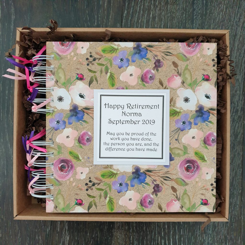 Retirement Memory Book Pink Floral Design 8 X 8 Scrapbook In Gift